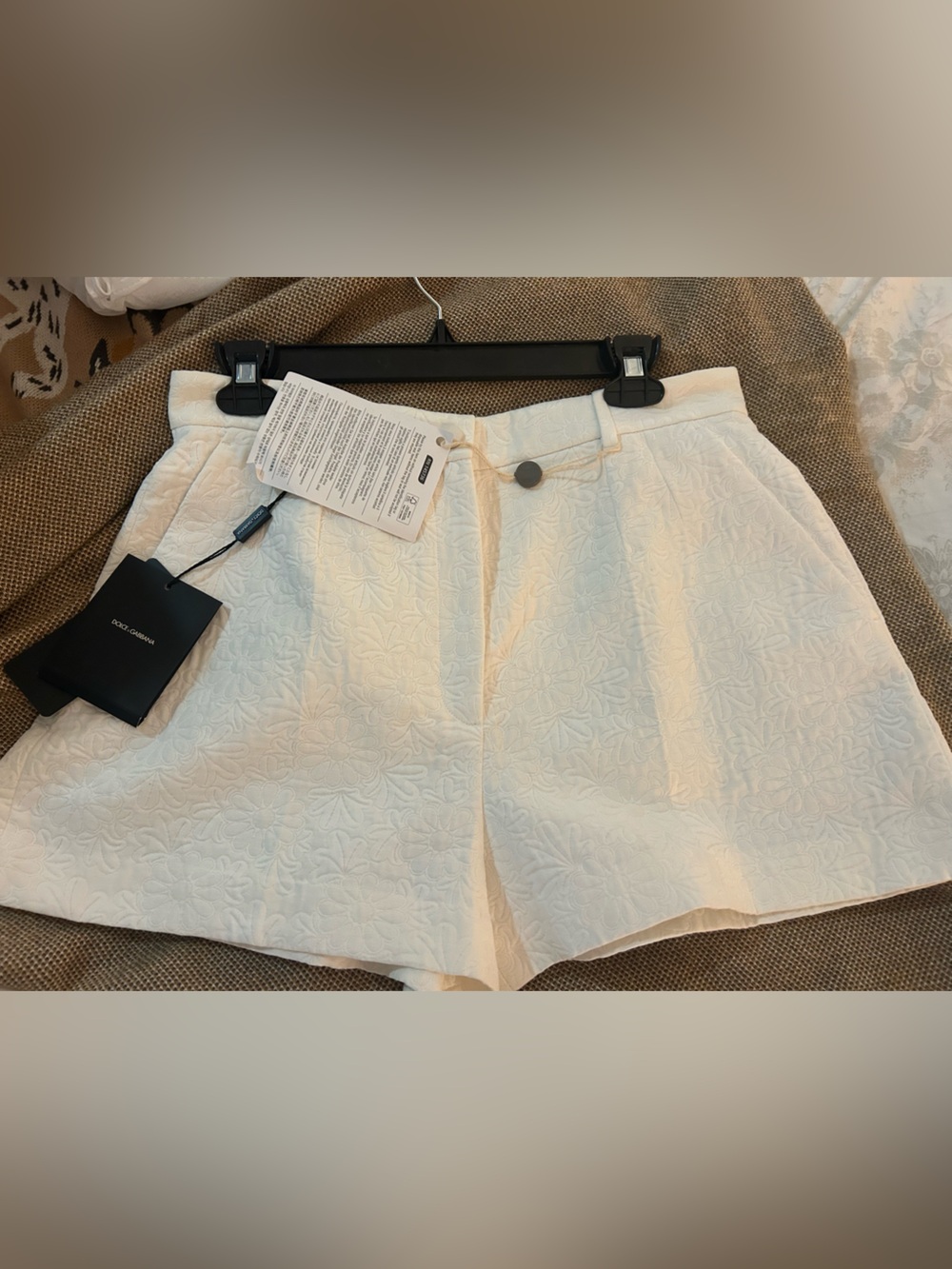 Dolce & Gabbana NWT White Floral Embossed Shorts